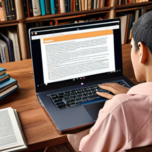 Home 14 **A person studying comfortably at home with a laptop, surrounded by books and digital devices, emphasizing the flexibility and accessibility of self-directed learning.** (Focus: Comfortable, modern learning environment)